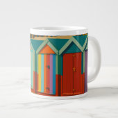 Brighton Beach Huts - farbenfrohe Küstendrucke Jumbo-Tasse (Vorderseite Rechts)