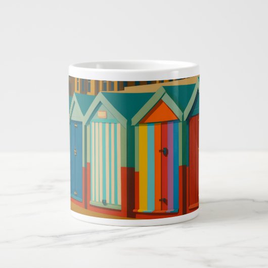 Brighton Beach Huts - farbenfrohe Küstendrucke Jumbo-Tasse (Vorderseite)