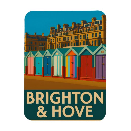 Brighton Beach Huts - farbenfrohe Küstendrucke Magnet (Vertikal)