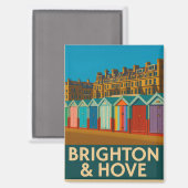 Brighton Beach Huts - farbenfrohe Küstendrucke Magnet (Vorderseite/Rückseite)
