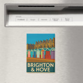 Brighton Beach Huts - farbenfrohe Küstendrucke Magnet (In Situ (Geschirrspüler))