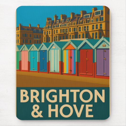 Brighton Beach Huts - farbenfrohe Küstendrucke Mousepad (Vorne)