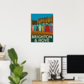 Brighton Beach Huts - farbenfrohe Küstendrucke Poster (Heimbüro)