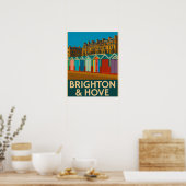 Brighton Beach Huts - farbenfrohe Küstendrucke Poster (Küche)