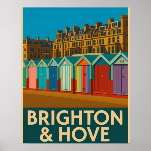 Brighton Beach Huts - farbenfrohe Küstendrucke Poster (Vorne)