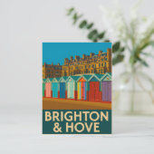 Brighton Beach Huts - farbenfrohe Küstendrucke Postkarte (Stehend Vorderseite)