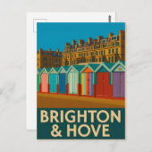 Brighton Beach Huts - farbenfrohe Küstendrucke Postkarte (Vorne/Hinten)
