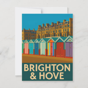 Brighton Beach Huts - farbenfrohe Küstendrucke Postkarte