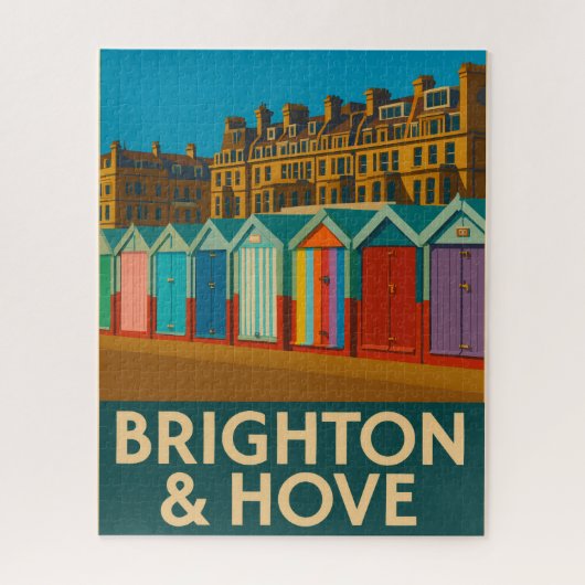 Brighton Beach Huts - farbenfrohe Küstendrucke Puzzle (Vertikal)