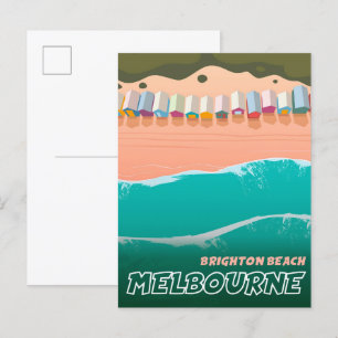 Brighton Beach Melbourne Australia Vintage Travel Postkarte