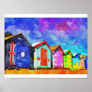 Brighton, das Kasten-Aquarell-Malerei badet Poster