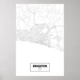 Brighton, England (schwarz auf weiß) Poster