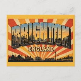 Brighton England Seebad & Royal Pavilion Vintage  Postkarte