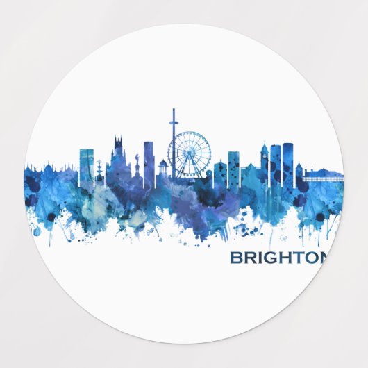 Brighton England Skyline Blue Etiketten (Design 2)
