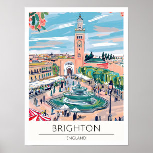 Brighton England Vintage Kunst Illustration Reise Poster