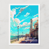 Brighton England Vintage-Reise-Ort-Illustration Postkarte (Vorderseite)