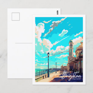 Brighton England Vintage-Reiseort-Illustration Postkarte