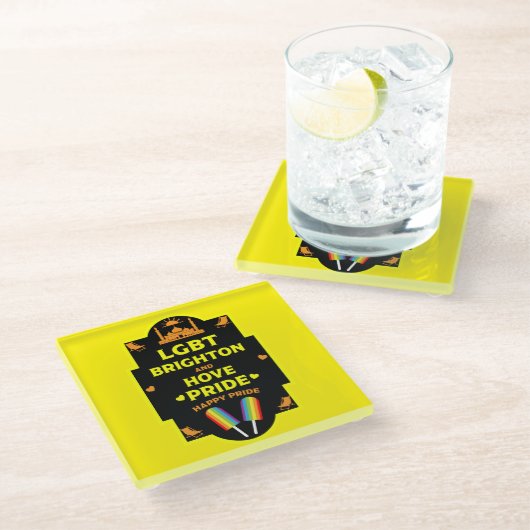 Brighton Gay Pride Glasuntersetzer (Schrägansicht)