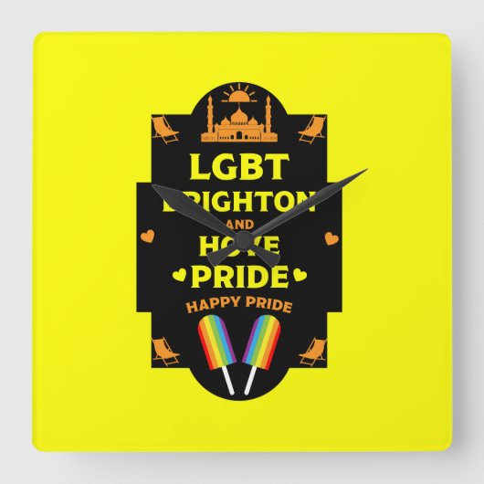 Brighton Gay Pride Quadratische Wanduhr (Vorderseite)