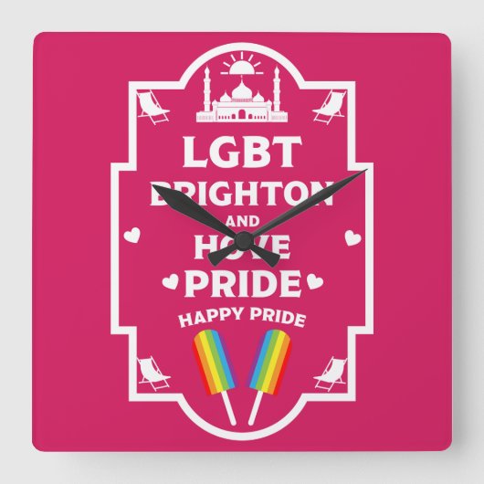 Brighton Gay Pride Quadratische Wanduhr (Vorderseite)