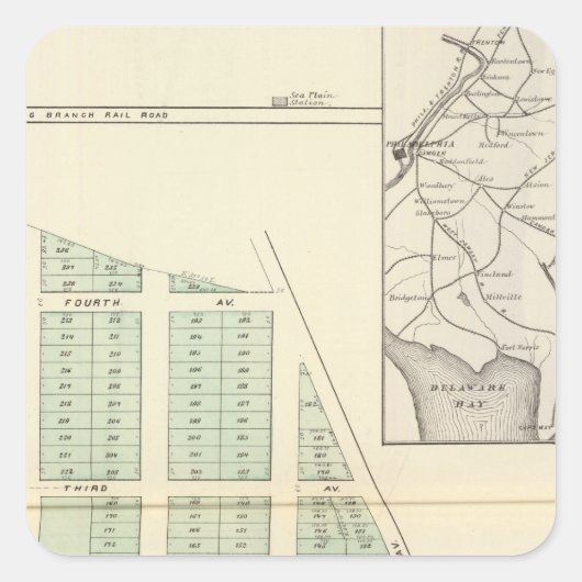 Brighton Land Association, angrenzender Spring Lak Quadratischer Aufkleber (Vorderseite)