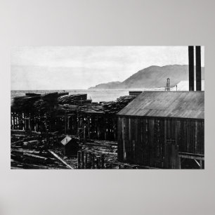 Brighton, Oregon Lumber Mills auf Küstenfotografie Poster