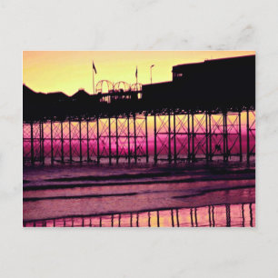 Brighton Pier bei Sonnenuntergang, Sussex, England Postkarte