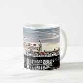 Brighton Pier & Cloudy Sky Digitales Gemälde Kaffeetasse (VorderseiteRechts)