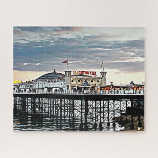 Brighton Pier & Cloudy Sky Digitales Gemälde Puzzle (Horizontal)