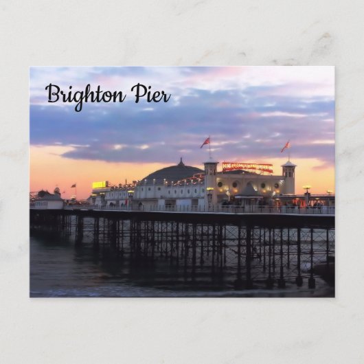 Brighton Pier im Abend Foto Postkarte (Vorderseite)