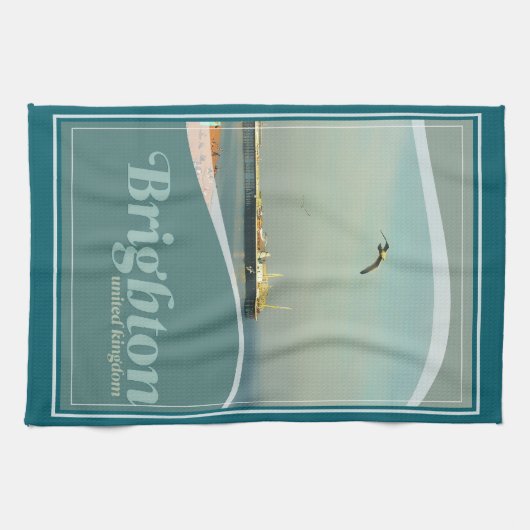 Brighton Pier Seagull Postcard Geschirrtuch (Horizontal)
