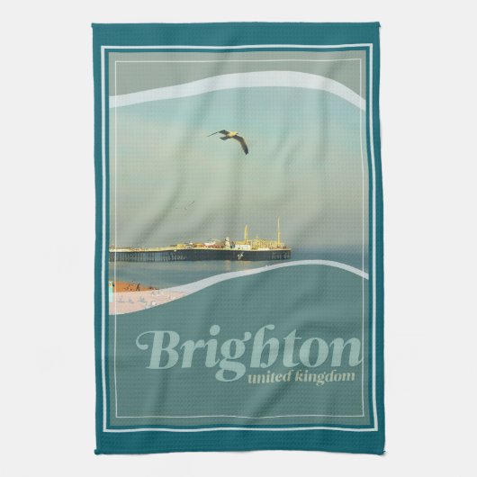 Brighton Pier Seagull Postcard Geschirrtuch (Vertikal)