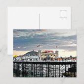 Brighton Pier & Sunset Digital Painting Postkarte (Vorne/Hinten)