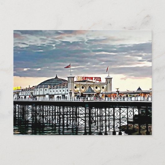 Brighton Pier & Sunset Digital Painting Postkarte (Vorderseite)