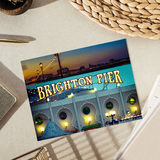 Brighton Pier UK Two Fotos Postcard Postkarte