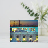 Brighton Pier UK Two Fotos Postcard Postkarte (Stehend Vorderseite)
