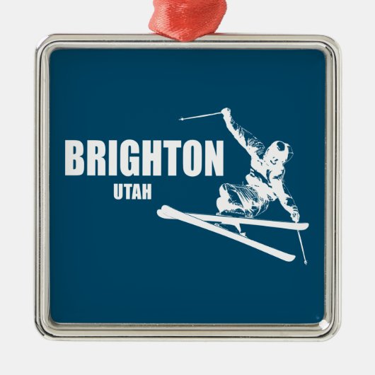 Brighton Resort Utah Skier Ornament Aus Metall (Vorne)