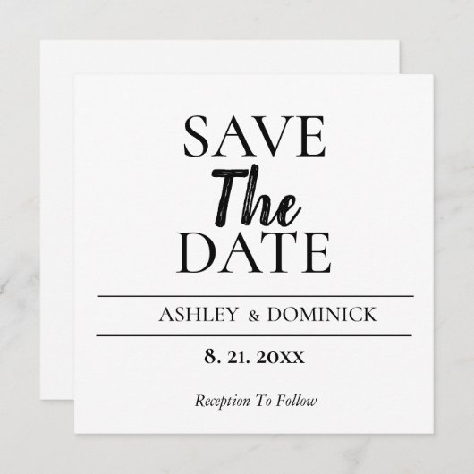 Brighton Schriftart Moderne Save the Date Hochzeit (Vorne/Hinten)