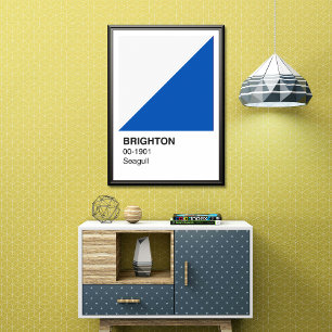 Brighton Seagull Blau und Weiß - weiße Grenze Poster