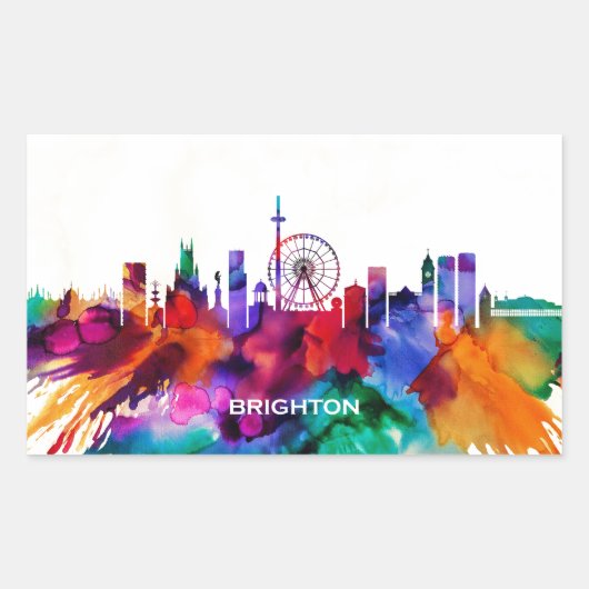 Brighton Skyline Rechteckiger Aufkleber (Vorderseite)
