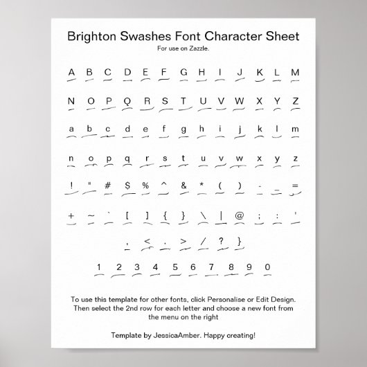 Brighton Swashes Schriftart Character Sheet for Za Poster (Vorne)