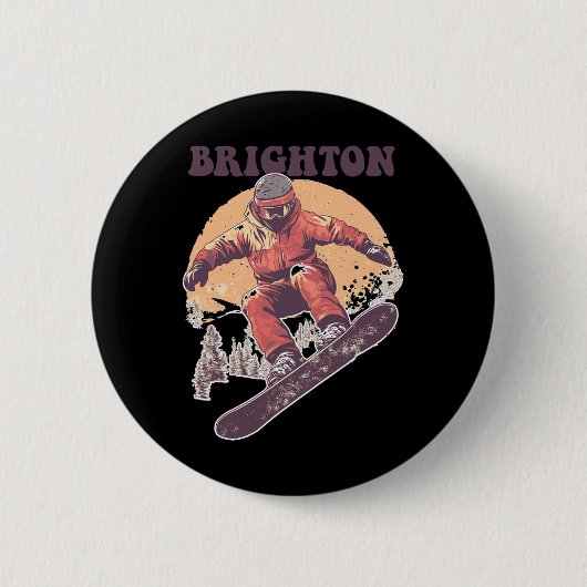 Brighton Utah Retro Snowboard Button (Vorderseite)