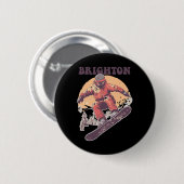 Brighton Utah Retro Snowboard Button (Vorne & Hinten)