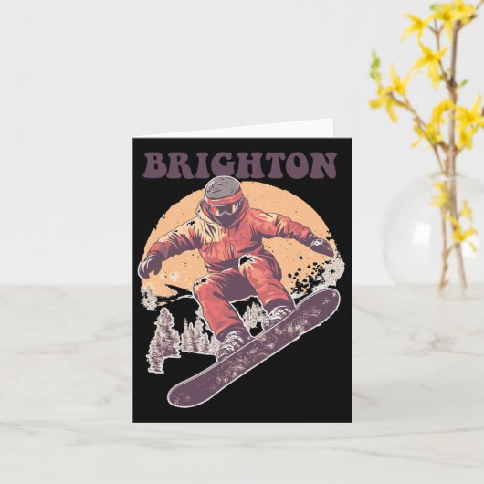 Brighton Utah Retro Snowboard Karte (Gelbe Blume)