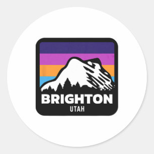 Brighton Utah Skifahren Snowboarden Familie Skipas Runder Aufkleber