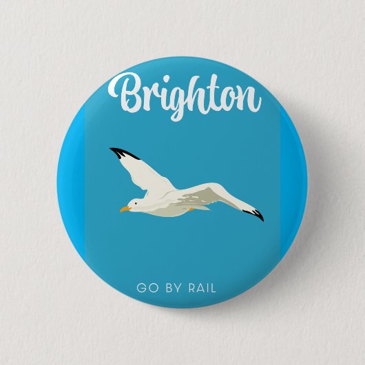 Brighton Vintage Reise Art Leinwand Button (Vorderseite)
