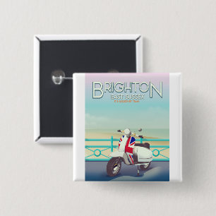 Brighton Vintage Union Jack Roller Reiseplakat Button