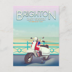 Brighton Vintage Union Jack Roller Reiseplakat Postkarte