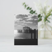 Brighton West Pier schwarz-weiß Postkarte (Stehend Vorderseite)
