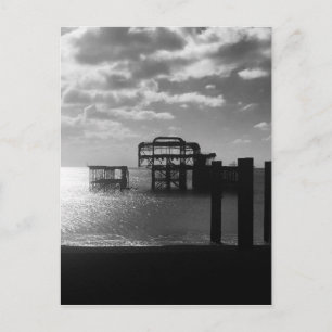Brighton West Pier schwarz-weiß Postkarte